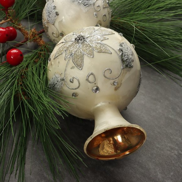 Vintage Christmas Glass Tree Topper Handpainted - Picture 3 of 7